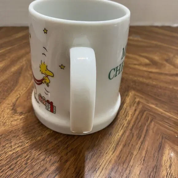 Snoopy Beagle Dog Peanuts Coffee Mug Sleigh Merry Christmas 1976 Woodstock Lot 2 - Picture 9 of 13